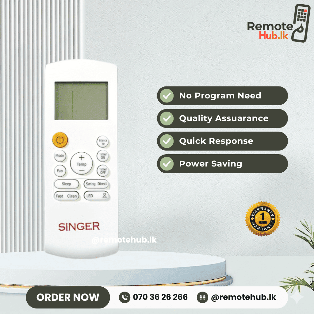 Singer Inverter AC Remote (Yellow Button) available in Sri Lanka