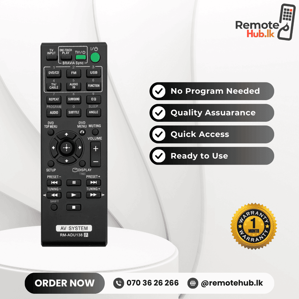 Sony RM-ADU138 AV System Remote available in Sri Lanka